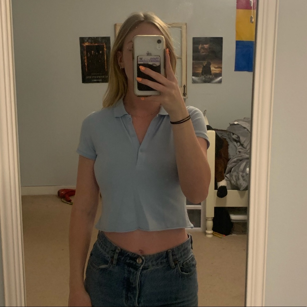 Brandy-Melville-Styled Collared Crop Top